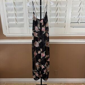 Vintage Sheer Black Floral Romper Faris Treasure California Boho Festival Sz M